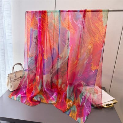 Dames 185X120Cm Mode Mooie Zachte Zijden Sjaals Dames Sjaal Hijab Wikkel Foulard Bandana Sjaal Gaas Zijden Sjaal Echarpe 185x120cm pink