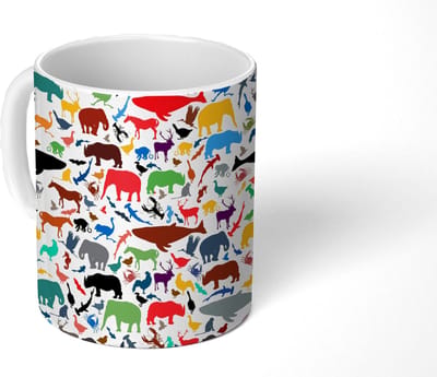 Mok - Koffiemok - Regenboog - Dieren - Patronen - Kinderen - Mokken - 350 ML - Beker - Koffiemokken - Theemok