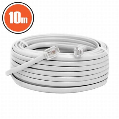 6P4C Modulaire Kabel - 6P4C Naar 6P4C - 10M - Wit - Voor Telefoon- En Dataverbindingen [20303]
