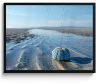 Poster in lijst - Fotolijst 80x60 cm - Posters - Strand - Schild - Water - Blauw - Posterlijst zwart - Decoratie - Wanddecoratie woonkamer - Muurdecoratie slaapkamer