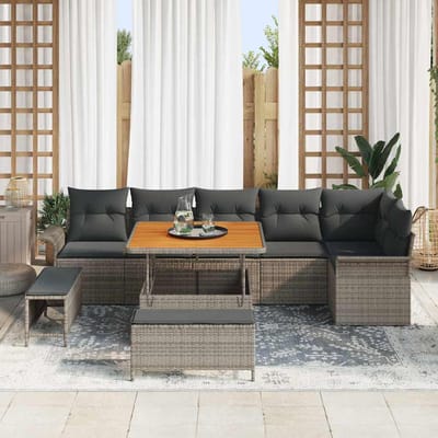 vidaXL - Tuinbank - Set - 9 - st - 8-Aantal - zitplaatsen - Grijs