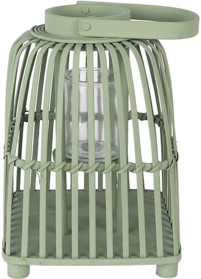 Clayre & Eef Windlicht 21x21x30 cm Groen Rotan