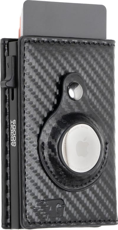 AdroitGoods Pasjeshouder – 8 Pasjes – RFID Bescherming – Geschikt voor Apple AirTag – Leder/Carbonfiber