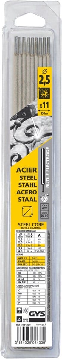 GYS laselektroden staal rutiel - 2,5mm - 11 stuks