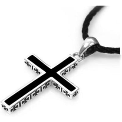 Trendy Zwarte Kruis Hanger Ketting Voor Mannen Choker Accessoires Mode Mannelijk Zilver 925 Kettingen Sieraden Choker Vrouwen Bijou black