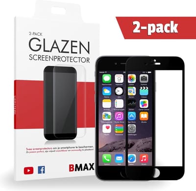 2-pack BMAX geschikt voor de Apple iPhone 6 Plus / 6S Plus Full Cover Glazen Screenprotector (Zwart) | Dekt het volledige scherm! | Beschermglas | Tempered Glass