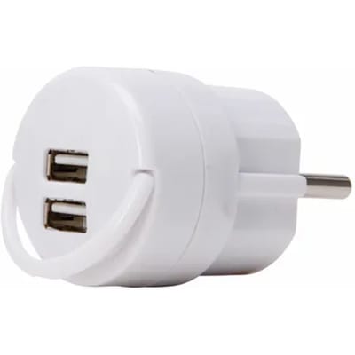 Kopp Stekker Adapter Dubbele Usb-a Wit