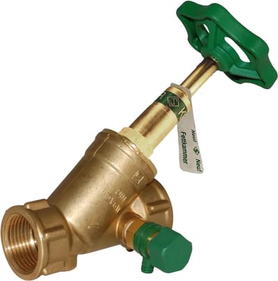 Seppelfricke SEPP DIN-Basis KFR®-Ventiel, met aftap, stijgend, Rp1/2 (DN15), messing Typ 1507, 0048960