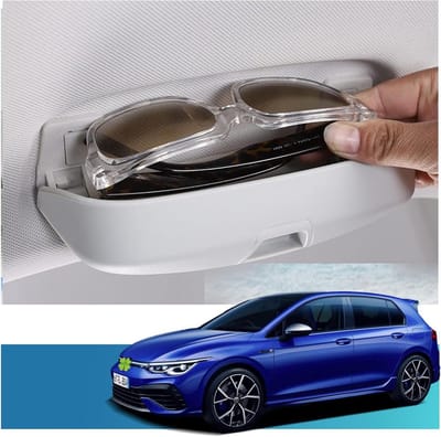 RUIYA Auto brillenhouder compatibel met V W Golf8 Mk8 (2020+) brillenkoker zonnebrilhouder brillenetui multifunctionele autobrilhouder (wit)