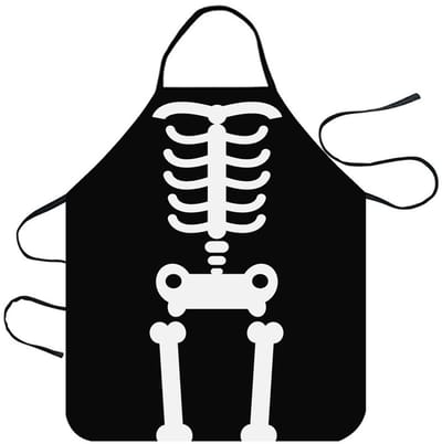 1stuk Keuken Schort Met Skeletontwerp Mouwloos Volwassen Huishoudschort Zwart Voor Creatieve Praktische Gebruikservaring，60*73cm