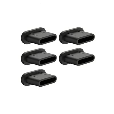 DW4Trading Siliconen Stofpluggen 5 Stuks Voor USB C Aansluitingen, Ideaal Voor Iphones - Zwart