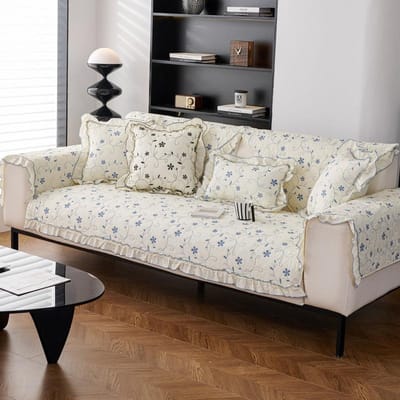 All Seasons Katoenen Bankhoes Met Ruchesranden Artistieke Stijl Antislip Bankkussen Vormige Hoekbankhoes Woonkamer 70x70cm 1pcs