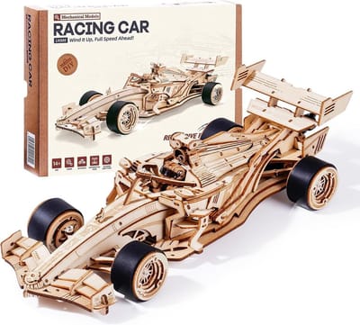 3D Houten Puzzel Racing Auto Modelbouwset voor Volwassenen - Mechanisch Met Motor