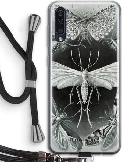 Hoesje met koord geschikt voor Samsung Galaxy A50 hoesje met Koord - Haeckel Tineida - Telefoonhoesje met Zwart Koord - Bescherming aan alle Kanten en Over de Schermrand