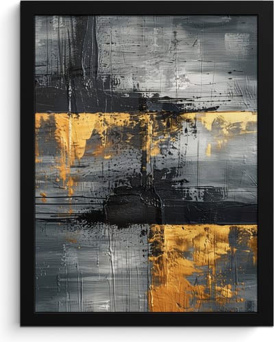 Poster in lijst - Fotolijst 30x40 cm - Posters - Modern - Goud - Grijs - Patroon - Posterlijst zwart - Decoratie - Wanddecoratie woonkamer - Muurdecoratie slaapkamer