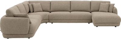 Goossens Premiere Hoekbank - Stof - Beige - 407 x 64 x 320 cm - Rechts