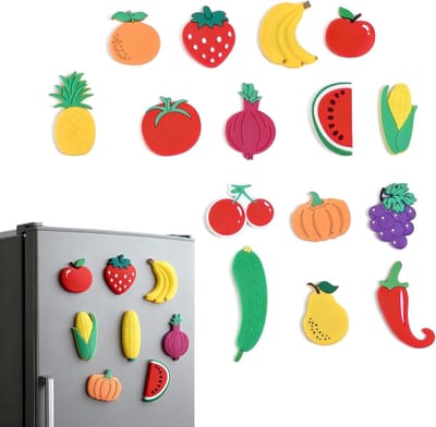 Decoratieve Fruit en Groente Magneten - 15 Stuks Kleurige Magneten voor Koelkast, Keuken en Klaslokaal
