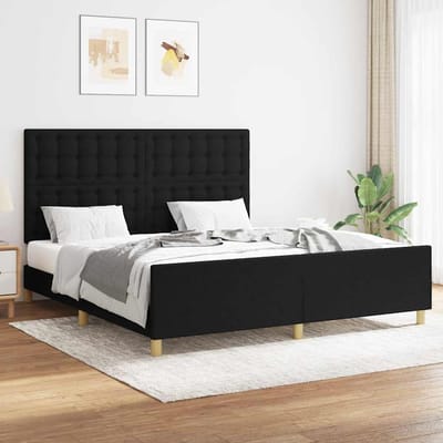 vidaXL - Bedframe - zonder - matras - stof - zwart - 160x200 - cm