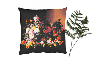 Sierkussens - Kussentjes Woonkamer - 40x40 cm - Stilleven met bloemen en fruit - Kunstwerk - Oude meesters