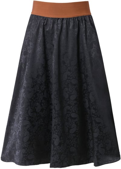 Ulla Popken - Dames - Traditionele maxirok jacquard elastische tailleband zakken - Zwart - Maat 58+