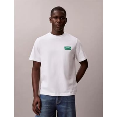 Calvin Klein Heren t-shirt collegiate badge bright wit