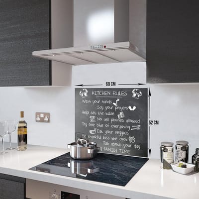Kitchen Rules Tempered Glas Spatbescherming Voor Achter de Kookplaat 52cm x 60cm