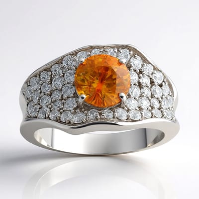 Cavill - Mode Ring 925 Sterling Zilver Gerhodineerd - 1,56 ct Spaanse Sfaleriet & 1,22 ct Tanzaniaanse Zirkonia - Elegante Melo Essence Ring