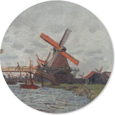 Muismat rond 20x20 cm - Mousepad Molens bij Zaandam - Claude Monet - Ronde muismatten