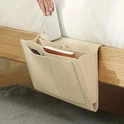WiseGoods Premium Bed Organizer - Bedside Pocket Opbergzak Voor Bed & Bank - Extra Nachtkastje - Wonen - Opbergbox - Beige