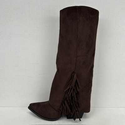 Geweldige suèdine cowboylaarzen met flap en franjes bruin Bruin / 36