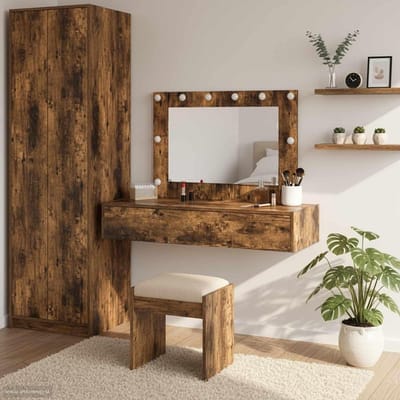 Kaptafel met Spiegel - Make-up Tafel Dressingtabel - Schoonheidsroutine - Mat Frameoppervlak - 100 x 40 x 70 cm - Bruin