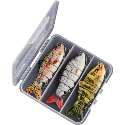 Vislokmiddelen voor forelbaars 6-segment hard body lokmiddelen met drievoudige haak swimbait Set  B
