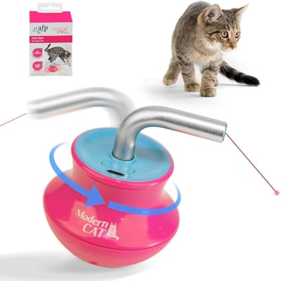 Ryoudavell - Automatisch Kattenspeelgoed - Interactieve Laserbal voor Katten - Onverwoestbaar Tuimelaar Huisdier Speelgoed - Slimme Bewegingssensor Kitten Speeltje - USB Type-C Oplaadbaar - 360 Graden Draaiende Laserpen Tegen Verveling - Roze