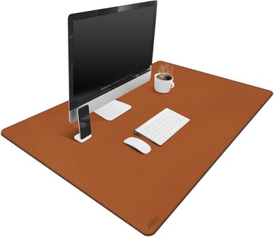 Grote muismat 39 "x 236" dubbelzijdig PU-leder voor computer gaming laptop thuis of op kantoor - lichtbruin