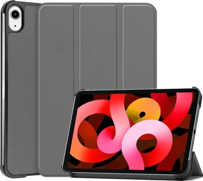 Hoesje Geschikt voor Apple iPad Air 5 (2022) - 10.9 inch - 5e Generatie - M1 - Dun & Stevig - Trifold Bookcase - Hard Cover - Hardcover Book Case - Tablet Hoes - Grijs