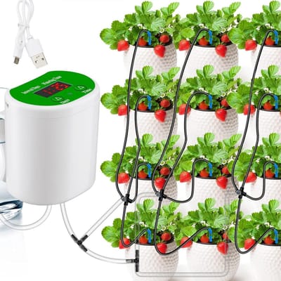 Automatisch bewateringssysteem - Met 2000 Mah USB-Accu - Besproeiingscomputer - Druppelirrigatiekit - Energie - Druppelsysteem - Bewateringsautomaat ideaal tijdens vakantie - Voor 12 potplanten - Voor Binnen, Balkon, Tuin