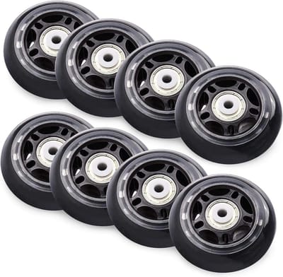 Inline Skate Wielen Vervangende Rolschaatsen Wielen 76mm 84A 8 Pack Met ABEC 7 Lagers voor Meisjes Jongens - Zwart