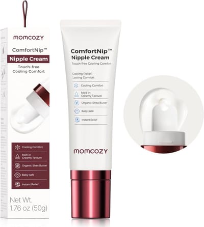 Momcozy Cooling Nipple Cream voor Borstvoeding - Lanolinevrije Tepelcrème met Verkoelende Ceramic Applicator - Verzorging voor Droge & Gebarsten Tepels