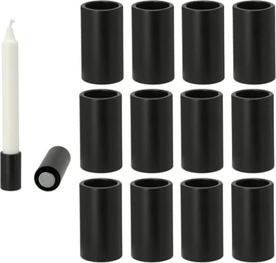 12x kaarsenhouder magnetisch ZWART 2,8x7,5cm Kerstdecoratieve schaal kaarsenhouder magneet kaarsenhouder tafelkaarsen kaarsenhouder tafeldecoratie Adventskrans kaarsenhouder woonkamerdecoratie