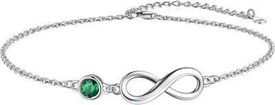 Enkelbandje Zilver - Kristal Armband - Zomersieraad - Oneindigheidssymbool - 22-27 cm - Zilverkleurig