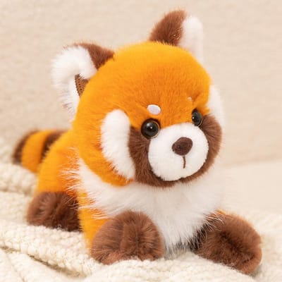 Leuke 17cm Kawaii Rode Panda Pluche Pop Anime Knuffel Figuur Pluizige Wasbeer Dier Knuffelkussen Kinderkamer Decoratie Cadeau Zacht Speelgoed about 17cm