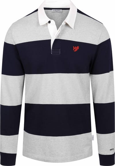 McGregor Rugbyshirt Streep Navy Grijs - Maat M - Heren - Rugby Poloshirts