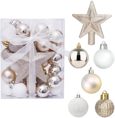 Dailygoods - 30 stuks mini-kerstballen, kunststof kerstballen, 3 cm, kleine kerstballen, decoratie voor kerstballen, voor kerstboom, slinger, feest