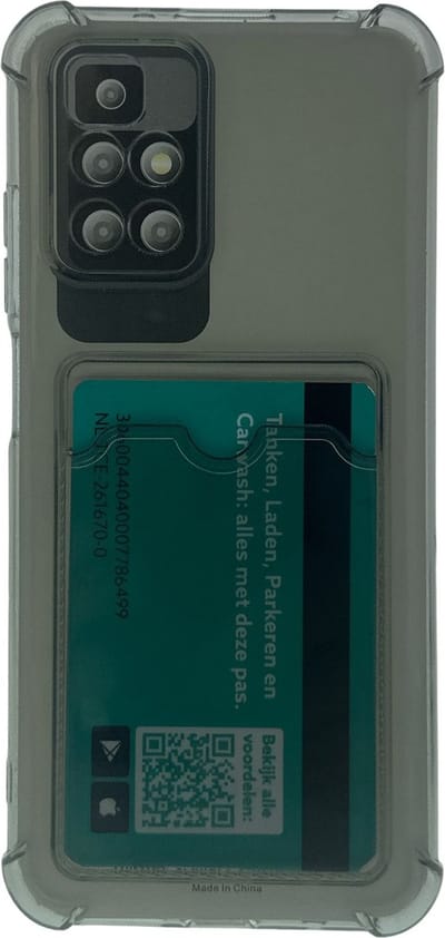 Schokbestendig TPU Hoes Kaarthouder Geschikt voor: Xiaomi 12 /12X - Grijs - Hoesje met Achterkant Pasjeshouder