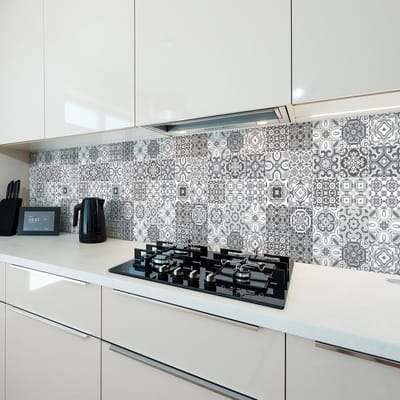 Zelfklevende tegelmuurstickers voor keuken en badkamer - 24 paarse Azulejo tegelstickers - 24 stickers 20x20cm