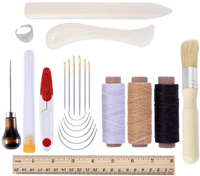 Boekbindgereedschap Starter Kit met Binding Tape - Vouwen - Waxed Wire - Awl voor DIY Beginners - 0043 Leren gereedschap102