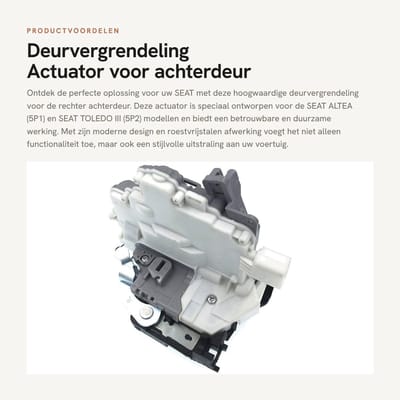 Dailygoods- Deurslot Achterdeur - Vergrendeling - Cilinderslot - Compatibel met Seat Altea/Toledo - 7 Pins - Hoogwaardige Materialen