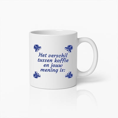 330ml Grappige Nederlandse Quote Koffiemok – "Het Verschil Tussen Koffie en Jouw Mening" Keramische Beker