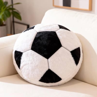 Zachte Pluche Bal Kussen, Fluffy Sportbal Zitkussen voor Creatieve Decoratie, Perfect voor Kinderfeestjes en Cadeaus voor Jongens vanaf 14 Jaar, 35 x 35 cm