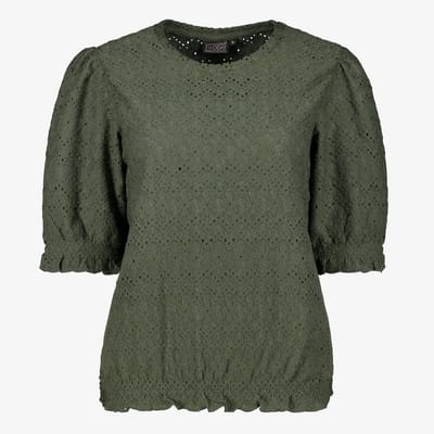 TwoDay dames top met pofmouwen groen - Maat S